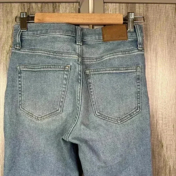 J Crew Demi Boot Cut Jeans Sz 25 Billie Crop Exposed Button Fly Raw Hem - Picture 5 of 10